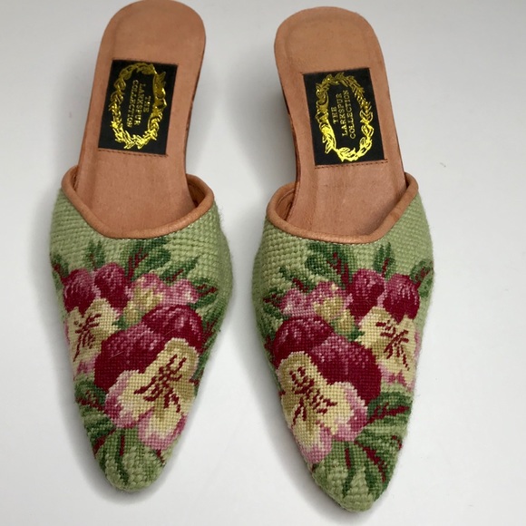 The Larkspur Collection Needlepoint Mules - Picture 2 of 5